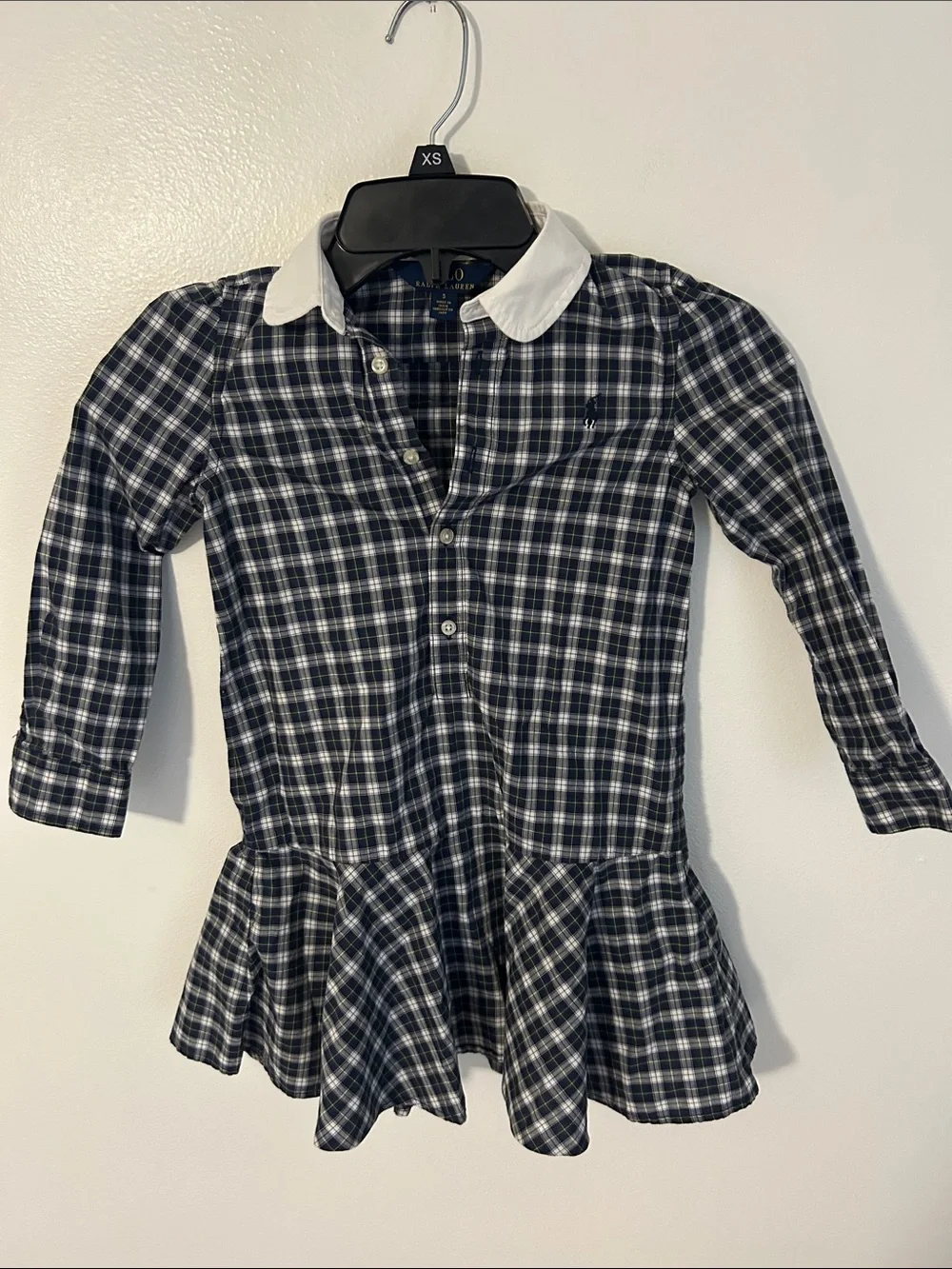 Polo by Ralph Lauren Navy & White Plaid Peter Pan Collar Dress